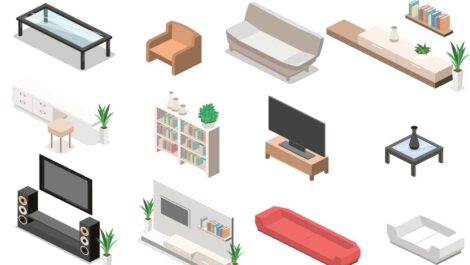 Illustrated versions of furniture you might find in a storage unit