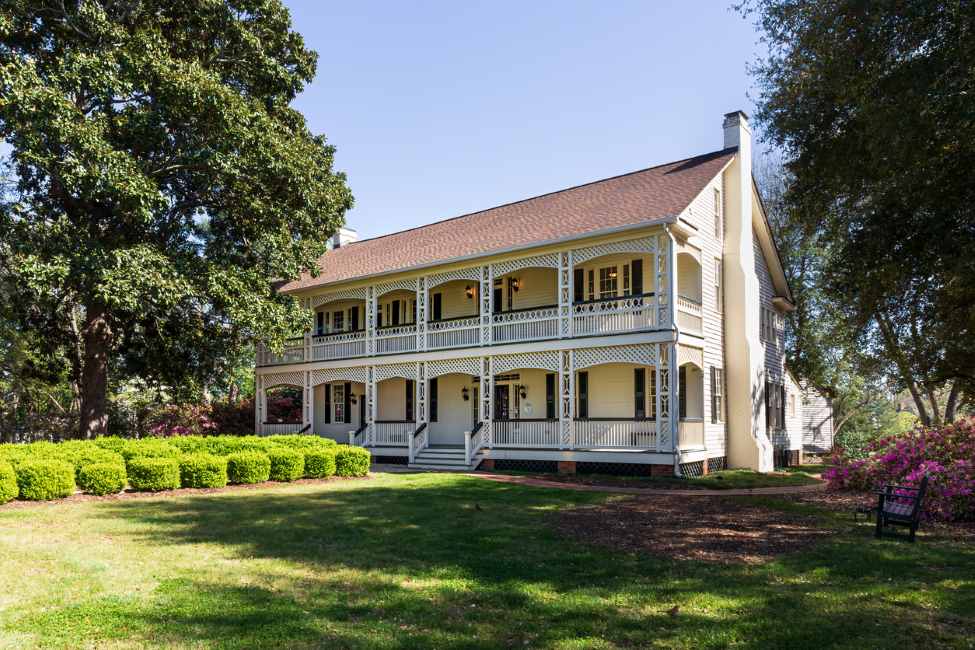 A white, antebellum-era historic house in Rock Hill, SC